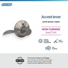 image:imageSchlage F10 ACC 622 Accent Door Lever Hall amp Closet Passage Lock Matte BlackSatin Nickel
