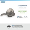image:imageSchlage F10 ACC 622 Accent Door Lever Hall amp Closet Passage Lock Matte BlackSatin Nickel