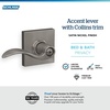 image:imageSchlage F10 ACC 622 Accent Door Lever Hall amp Closet Passage Lock Matte BlackSatin Nickel