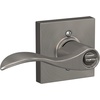 image:imageSchlage F10 ACC 622 Accent Door Lever Hall amp Closet Passage Lock Matte BlackSatin Nickel