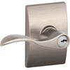 image:imageSchlage F10 ACC 622 Accent Door Lever Hall amp Closet Passage Lock Matte BlackSatin Nickel