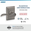 image:imageSchlage F10 ACC 622 Accent Door Lever Hall amp Closet Passage Lock Matte BlackSatin Nickel