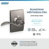 image:imageSchlage F10 ACC 622 Accent Door Lever Hall amp Closet Passage Lock Matte BlackSatin Nickel