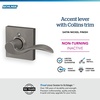 image:imageSchlage F10 ACC 622 Accent Door Lever Hall amp Closet Passage Lock Matte BlackSatin Nickel