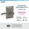 image:imageSchlage F10 ACC 622 Accent Door Lever Hall amp Closet Passage Lock Matte BlackSatin Nickel