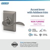image:imageSchlage F10 ACC 622 Accent Door Lever Hall amp Closet Passage Lock Matte BlackSatin Nickel