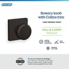 image:imageSchlage F10 BWE 622 Bowery Door Knob Hall amp Closet Passage Lock Matte BlackAged Bronze