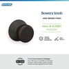 image:imageSchlage F10 BWE 622 Bowery Door Knob Hall amp Closet Passage Lock Matte BlackAged Bronze