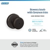 image:imageSchlage F10 BWE 622 Bowery Door Knob Hall amp Closet Passage Lock Matte BlackAged Bronze