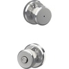 image:imageSchlage F10 BWE 622 Bowery Door Knob Hall amp Closet Passage Lock Matte BlackBright Chrome