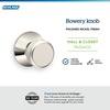 image:imageSchlage F10 BWE 622 Bowery Door Knob Hall amp Closet Passage Lock Matte BlackPolished Nickel