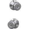 image:imageSchlage F10 BWE 622 Bowery Door Knob Hall amp Closet Passage Lock Matte BlackSatin Chrome