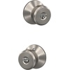 image:imageSchlage F10 BWE 622 Bowery Door Knob Hall amp Closet Passage Lock Matte BlackSatin Nickel