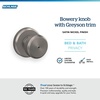 image:imageSchlage F10 BWE 622 Bowery Door Knob Hall amp Closet Passage Lock Matte BlackSatin Nickel