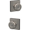 image:imageSchlage F10 BWE 622 Bowery Door Knob Hall amp Closet Passage Lock Matte BlackSatin Nickel