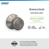 image:imageSchlage F10 BWE 622 Bowery Door Knob Hall amp Closet Passage Lock Matte BlackSatin Nickel