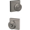 image:imageSchlage F10 BWE 622 Bowery Door Knob Hall amp Closet Passage Lock Matte BlackSatin Nickel