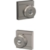 image:imageSchlage F10 BWE 622 Bowery Door Knob Hall amp Closet Passage Lock Matte BlackSatin Nickel