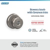 image:imageSchlage F10 BWE 622 Bowery Door Knob Hall amp Closet Passage Lock Matte BlackSatin Nickel