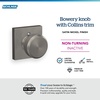 image:imageSchlage F10 BWE 622 Bowery Door Knob Hall amp Closet Passage Lock Matte BlackSatin Nickel