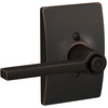 image:imageSchlage F10 LAT 622 CEN Latitude Door Lever with Century Trim Hall amp Closet Passage Lock Matte BlackAged Bronze