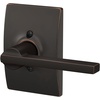 image:imageSchlage F10 LAT 622 CEN Latitude Door Lever with Century Trim Hall amp Closet Passage Lock Matte BlackAged Bronze