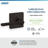 image:imageSchlage F10 LAT 622 CEN Latitude Door Lever with Century Trim Hall amp Closet Passage Lock Matte BlackAged Bronze