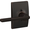 image:imageSchlage F10 LAT 622 CEN Latitude Door Lever with Century Trim Hall amp Closet Passage Lock Matte BlackAged Bronze