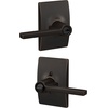 image:imageSchlage F10 LAT 622 CEN Latitude Door Lever with Century Trim Hall amp Closet Passage Lock Matte BlackAged Bronze