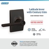 image:imageSchlage F10 LAT 622 CEN Latitude Door Lever with Century Trim Hall amp Closet Passage Lock Matte BlackAged Bronze