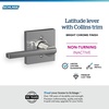 image:imageSchlage F10 LAT 622 CEN Latitude Door Lever with Century Trim Hall amp Closet Passage Lock Matte BlackBright Chrome