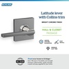 image:imageSchlage F10 LAT 622 CEN Latitude Door Lever with Century Trim Hall amp Closet Passage Lock Matte BlackBright Chrome
