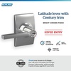 image:imageSchlage F10 LAT 622 CEN Latitude Door Lever with Century Trim Hall amp Closet Passage Lock Matte BlackBright Chrome