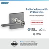 image:imageSchlage F10 LAT 622 CEN Latitude Door Lever with Century Trim Hall amp Closet Passage Lock Matte BlackBright Chrome