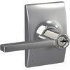 image:imageSchlage F10 LAT 622 CEN Latitude Door Lever with Century Trim Hall amp Closet Passage Lock Matte BlackBright Chrome