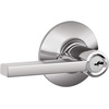 image:imageSchlage F10 LAT 622 CEN Latitude Door Lever with Century Trim Hall amp Closet Passage Lock Matte BlackBright Chrome