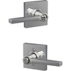 image:imageSchlage F10 LAT 622 CEN Latitude Door Lever with Century Trim Hall amp Closet Passage Lock Matte BlackBright Chrome