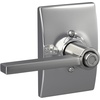 image:imageSchlage F10 LAT 622 CEN Latitude Door Lever with Century Trim Hall amp Closet Passage Lock Matte BlackBright Chrome