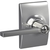 image:imageSchlage F10 LAT 622 CEN Latitude Door Lever with Century Trim Hall amp Closet Passage Lock Matte BlackBright Chrome