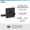 image:imageSchlage F10 LAT 622 CEN Latitude Door Lever with Century Trim Hall amp Closet Passage Lock Matte BlackMatte Black
