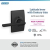 image:imageSchlage F10 LAT 622 CEN Latitude Door Lever with Century Trim Hall amp Closet Passage Lock Matte BlackMatte Black