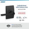 image:imageSchlage F10 LAT 622 CEN Latitude Door Lever with Century Trim Hall amp Closet Passage Lock Matte BlackMatte Black