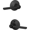 image:imageSchlage F10 LAT 622 CEN Latitude Door Lever with Century Trim Hall amp Closet Passage Lock Matte BlackMatte Black