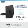 image:imageSchlage F10 LAT 622 CEN Latitude Door Lever with Century Trim Hall amp Closet Passage Lock Matte BlackMatte Black