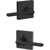 image:imageSchlage F10 LAT 622 CEN Latitude Door Lever with Century Trim Hall amp Closet Passage Lock Matte BlackMatte Black