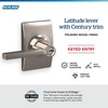 image:imageSchlage F10 LAT 622 CEN Latitude Door Lever with Century Trim Hall amp Closet Passage Lock Matte BlackPolished Nickel