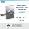 image:imageSchlage F10 LAT 622 CEN Latitude Door Lever with Century Trim Hall amp Closet Passage Lock Matte BlackSatin Chrome