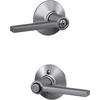 image:imageSchlage F10 LAT 622 CEN Latitude Door Lever with Century Trim Hall amp Closet Passage Lock Matte BlackSatin Chrome