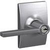 image:imageSchlage F10 LAT 622 CEN Latitude Door Lever with Century Trim Hall amp Closet Passage Lock Matte BlackSatin Chrome
