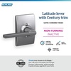 image:imageSchlage F10 LAT 622 CEN Latitude Door Lever with Century Trim Hall amp Closet Passage Lock Matte BlackSatin Chrome